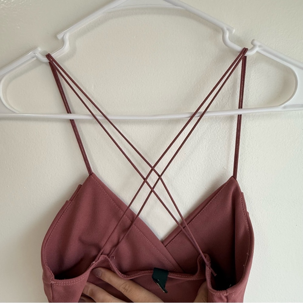 Windsor Dusty Rose Pink Fitted Strappy Back Midi Dress - Picture 3 of 7